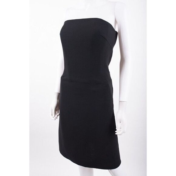 Akris Womens Strapless Sheath Party Cocktail Dress Sz 14 Black Wool Lined NWT - Picture 3 of 6